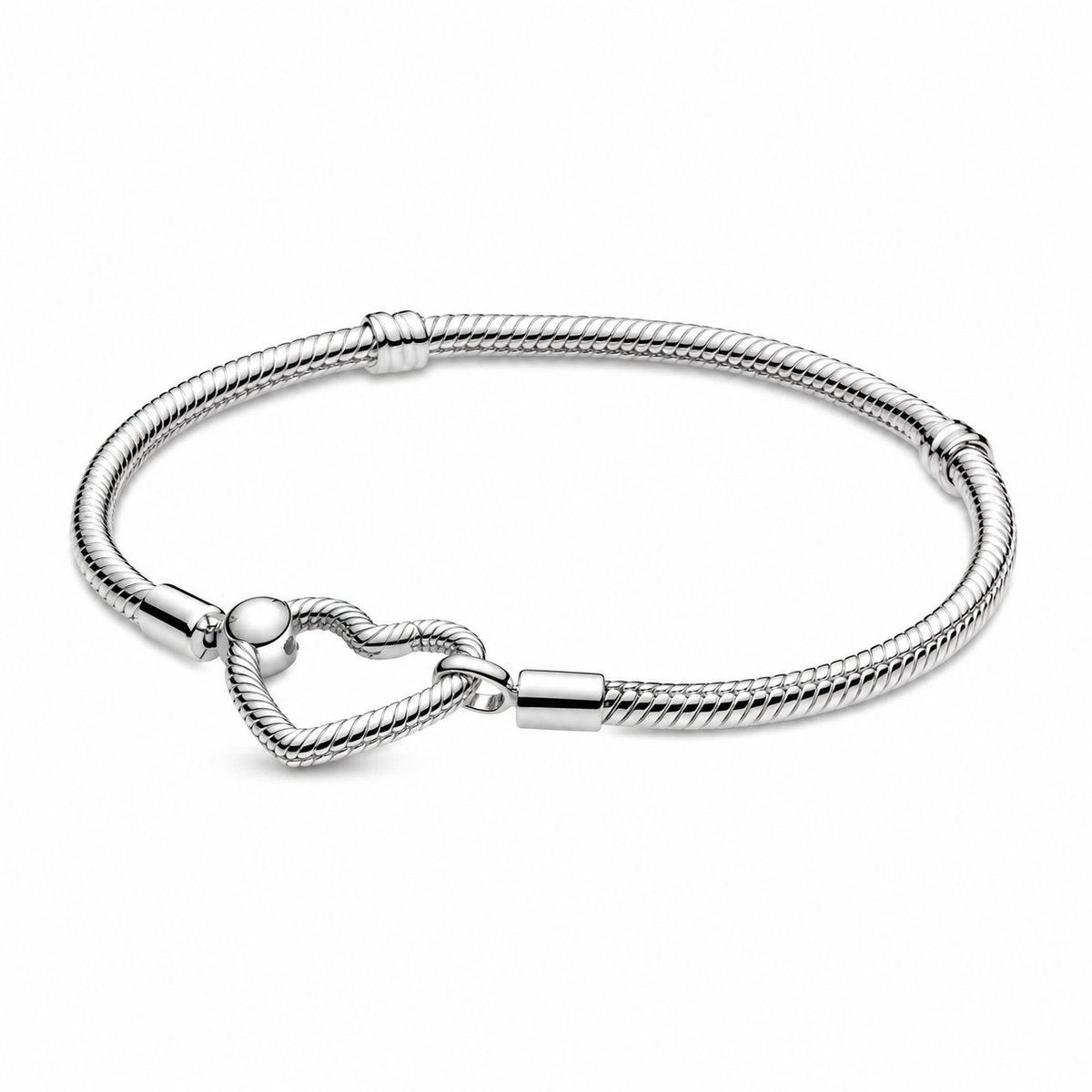 Schlangen-Gliederarmband Moments Herzverschluss Silber Hauptbild