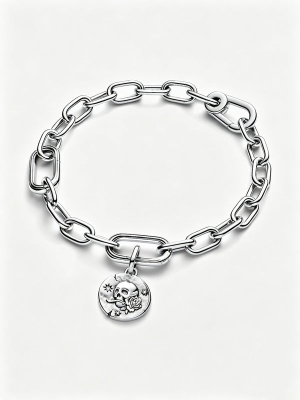 Totenkopf Medaillon-Charm Sterling-Silber