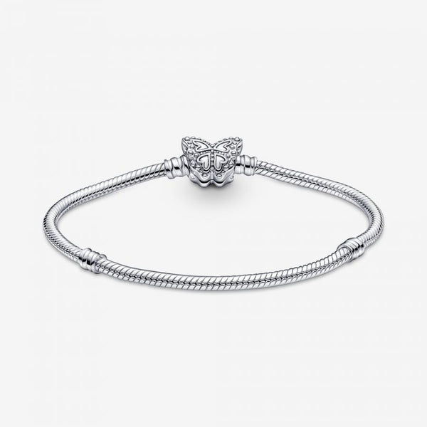Gliederarmband mit Schmetterling-Verschluss Silber