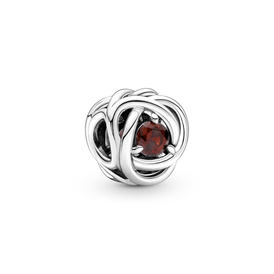 Charm Januar Geburtsstein Roter Ewigkeitskreis Sterling-Silber