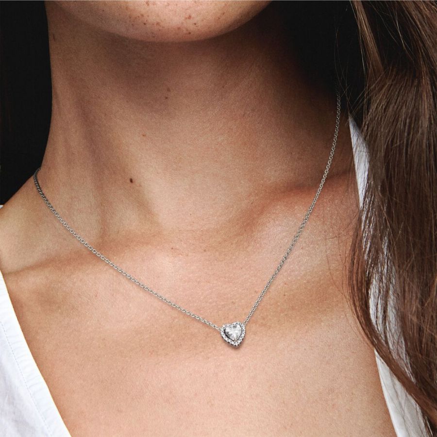 398425C01 Halskette mit Anhänger Erhabenes Herz Silber 45 cm