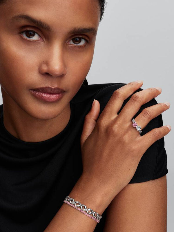 Funkelnde Blume Ring Sterling-Silber