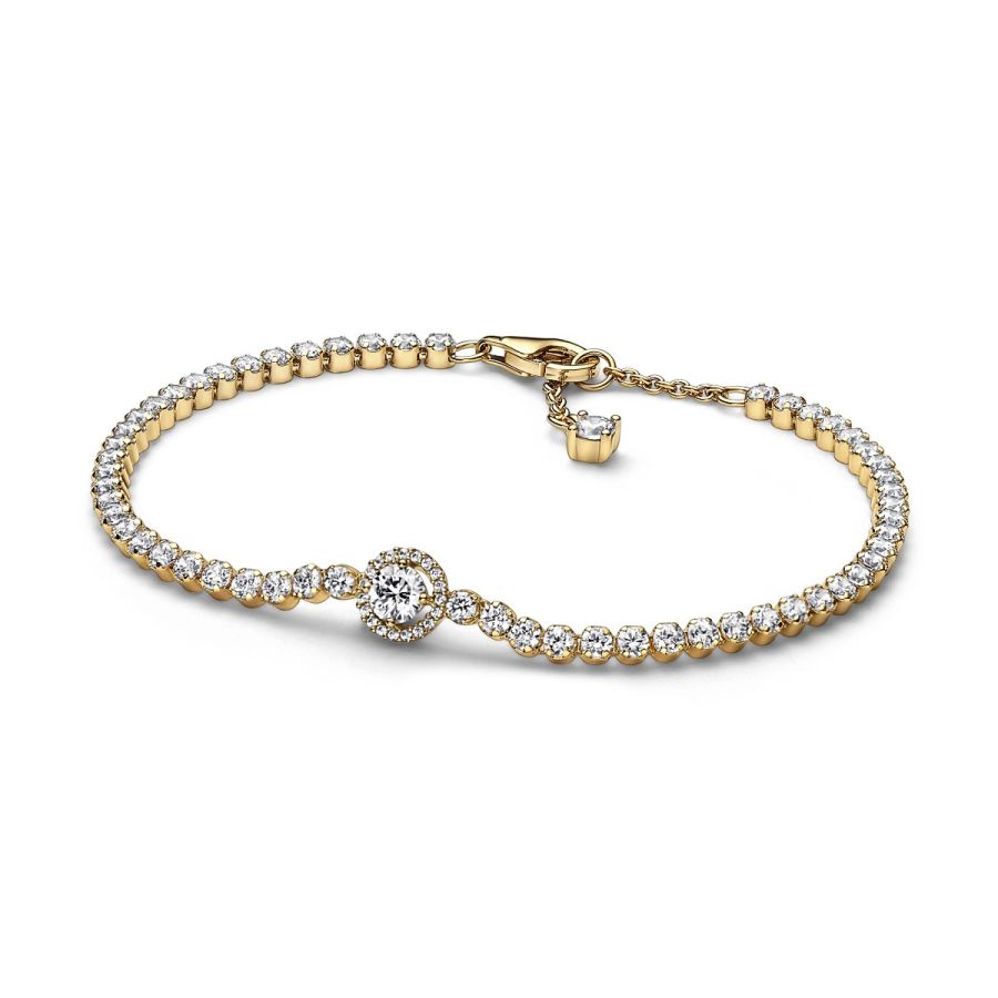 Tennisarmband Funkelnder Kranz Zirkonia 14k Vergoldet Hauptbild