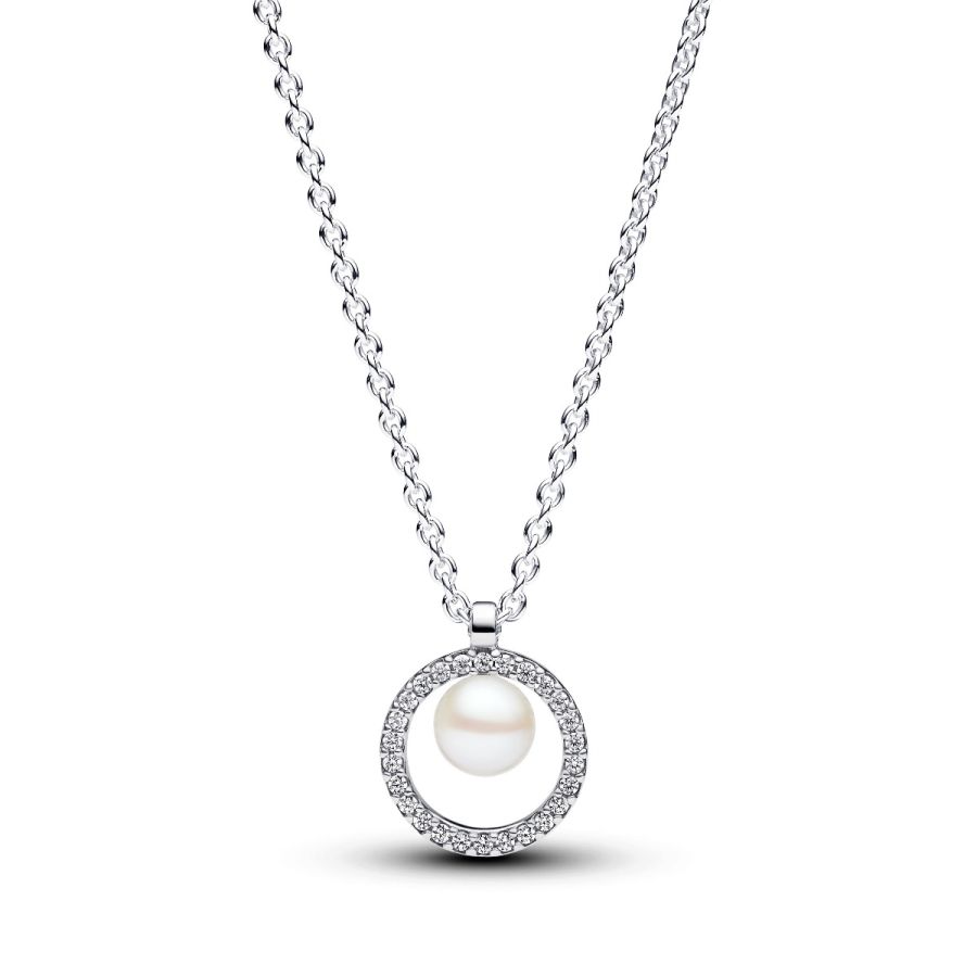 393165C01 Halskette Süßwasserzuchtperle Zirkonia Silber