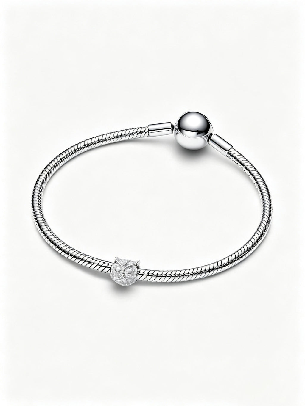 Strukturierte Eule Mini-Charm Sterling-Silber
