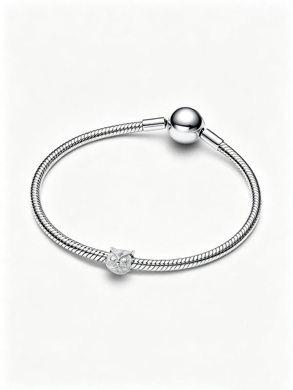 Strukturierte Eule Mini-Charm Sterling-Silber