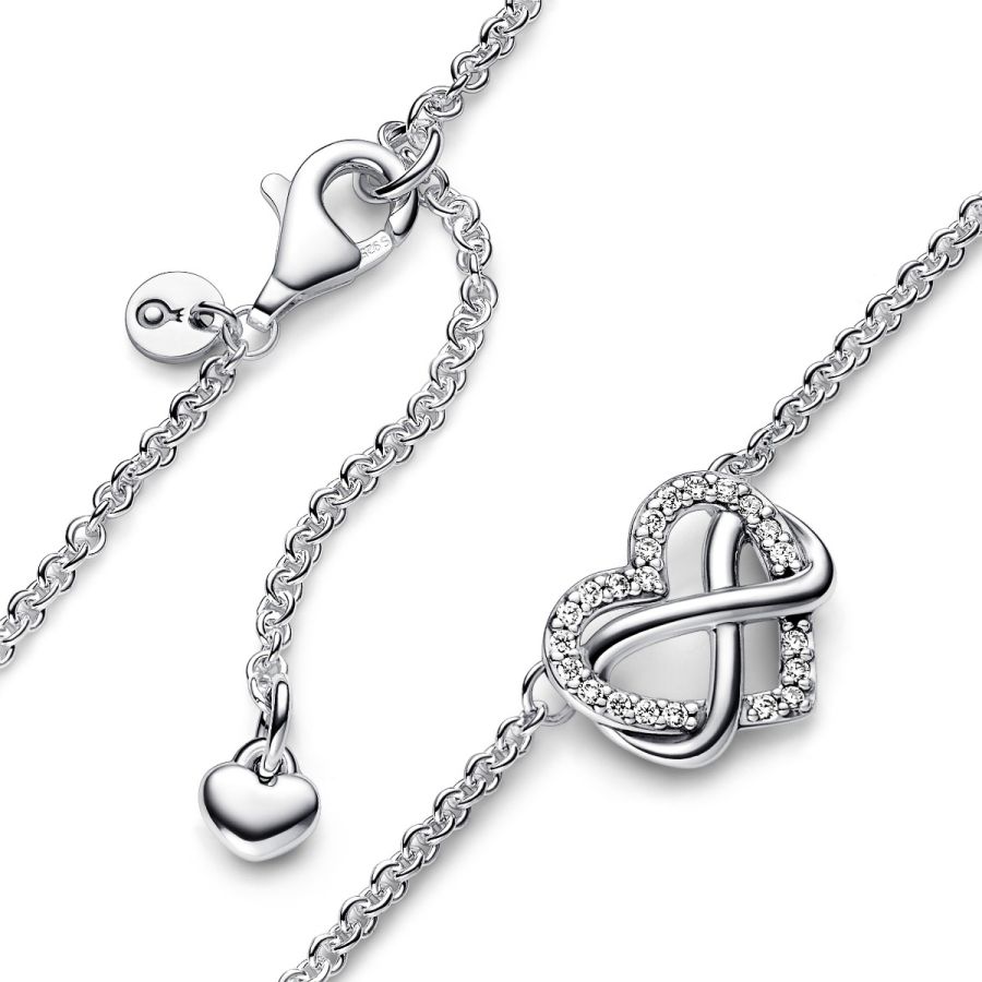 392666C01 Collier-Halskette Funkelnde Unendlichkeits-Herz Silber