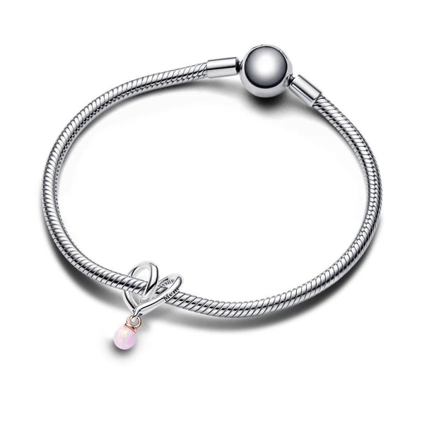 Charm Eingehülltes Herz Opal Rosa Silber Rosé