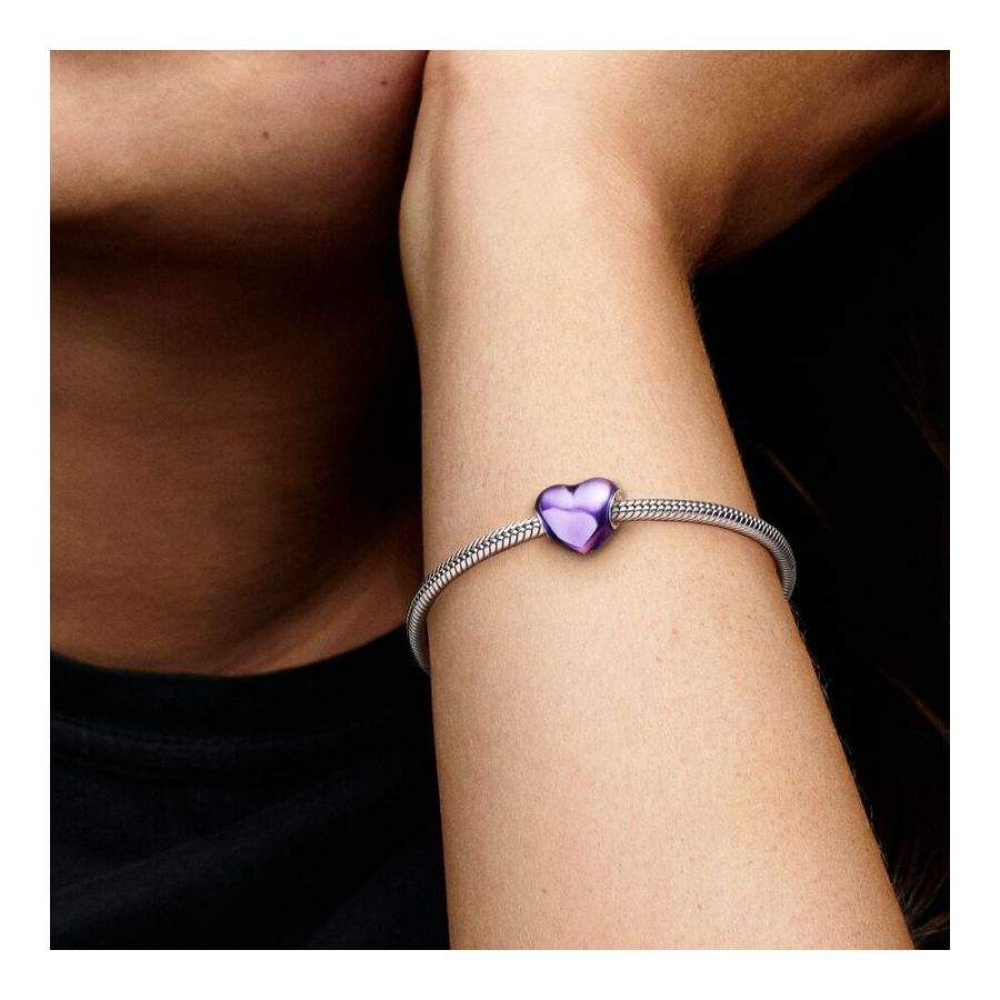 Charm Violettes Metallic-Herz Sterling-Silber Zweitbild