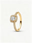 Sparkling Square Clear Halo Ring 14 Karat Vergoldung