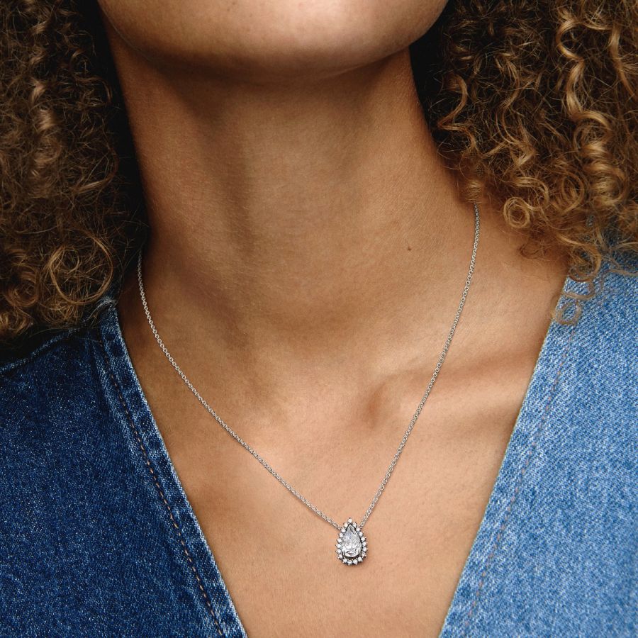 392832C01 Collier-Halskette Funkelnde Birnen-Kranz Zirkonia Silber Zweitbild