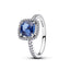 Ring Funkelnder Eckiger Blauer Strahlenkranz Silber