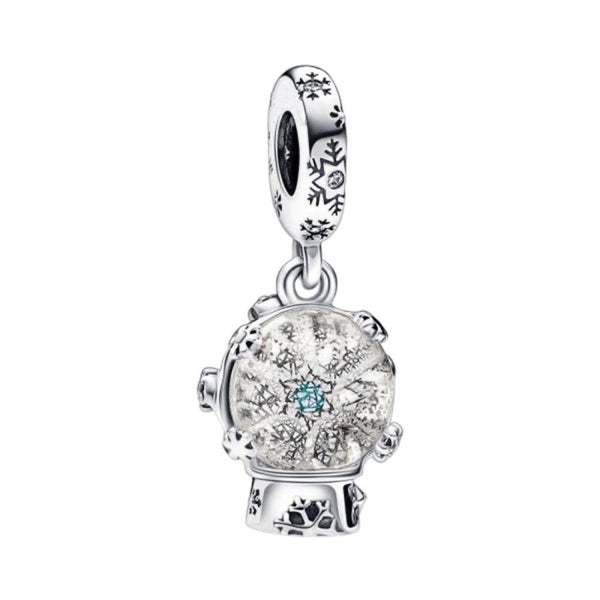 Charm-Anhänger Schneeflocke Schneekugel Sterling-Silber