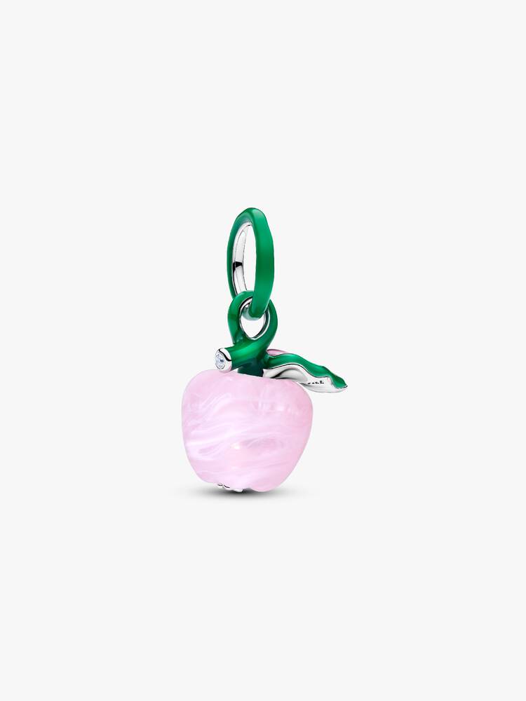 Rosafarbener Apfel Murano-Charm Sterling-Silber