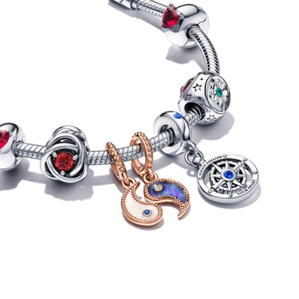 Charm-Anhänger Drehender Kompass Sterling-Silber