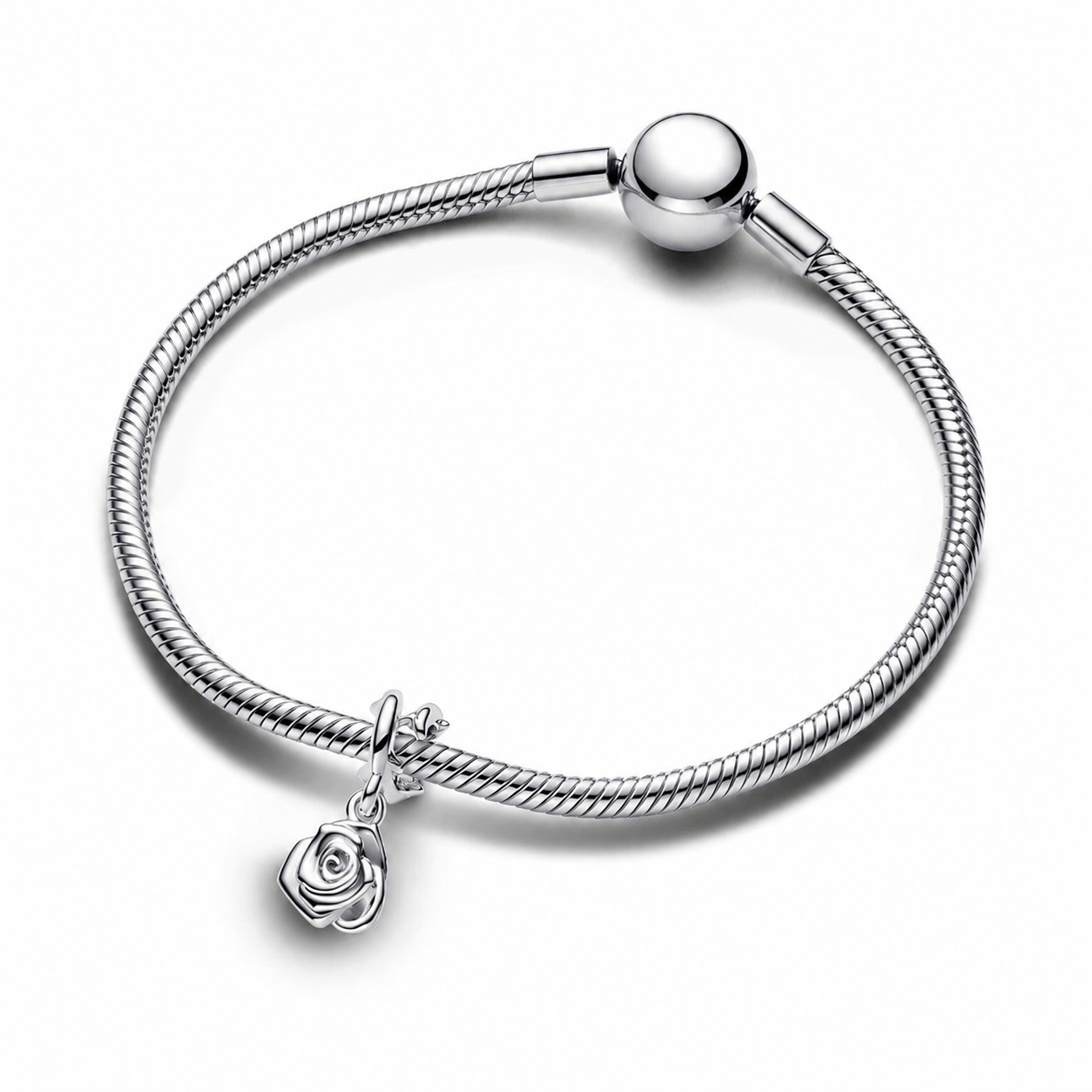 Charm-Anhänger Moments Blühende Rose Sterling-Silber