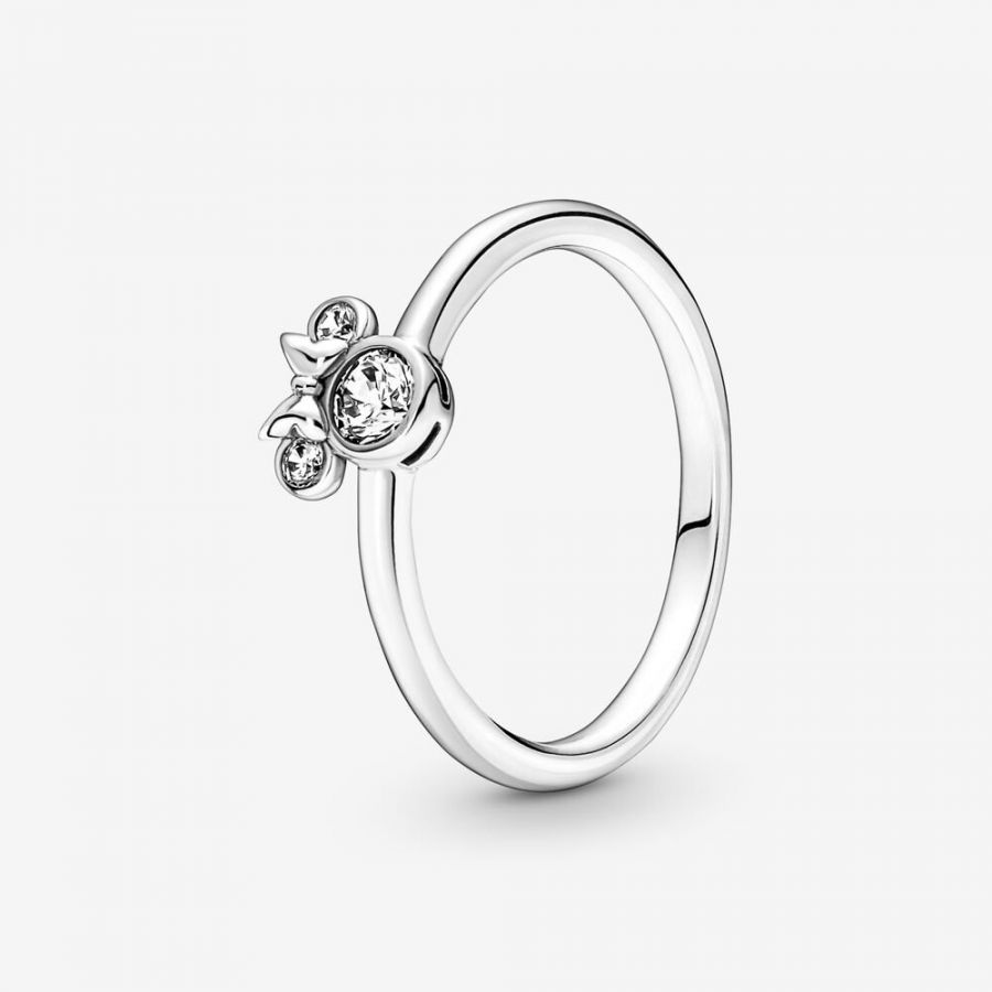 Ring Minnie Maus Funkelnder Kopf Sterling-Silber Hauptbild