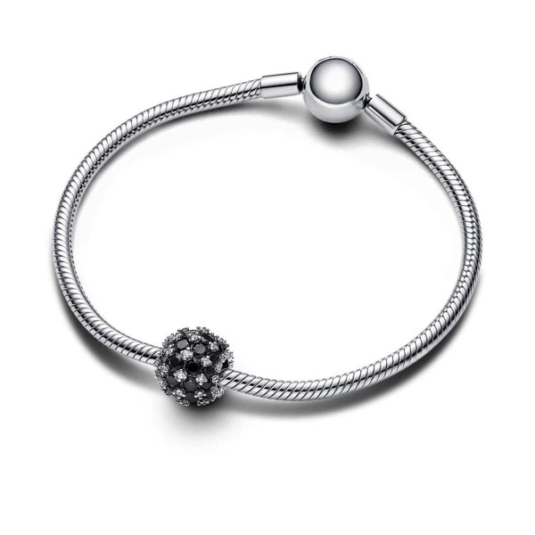 Charm Funkelndes Rundes Schwarzes Pavé Sterling-Silber