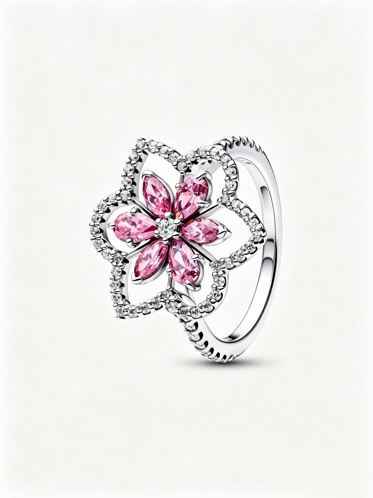 Doppelte Blume Cocktailring Sterling-Silber