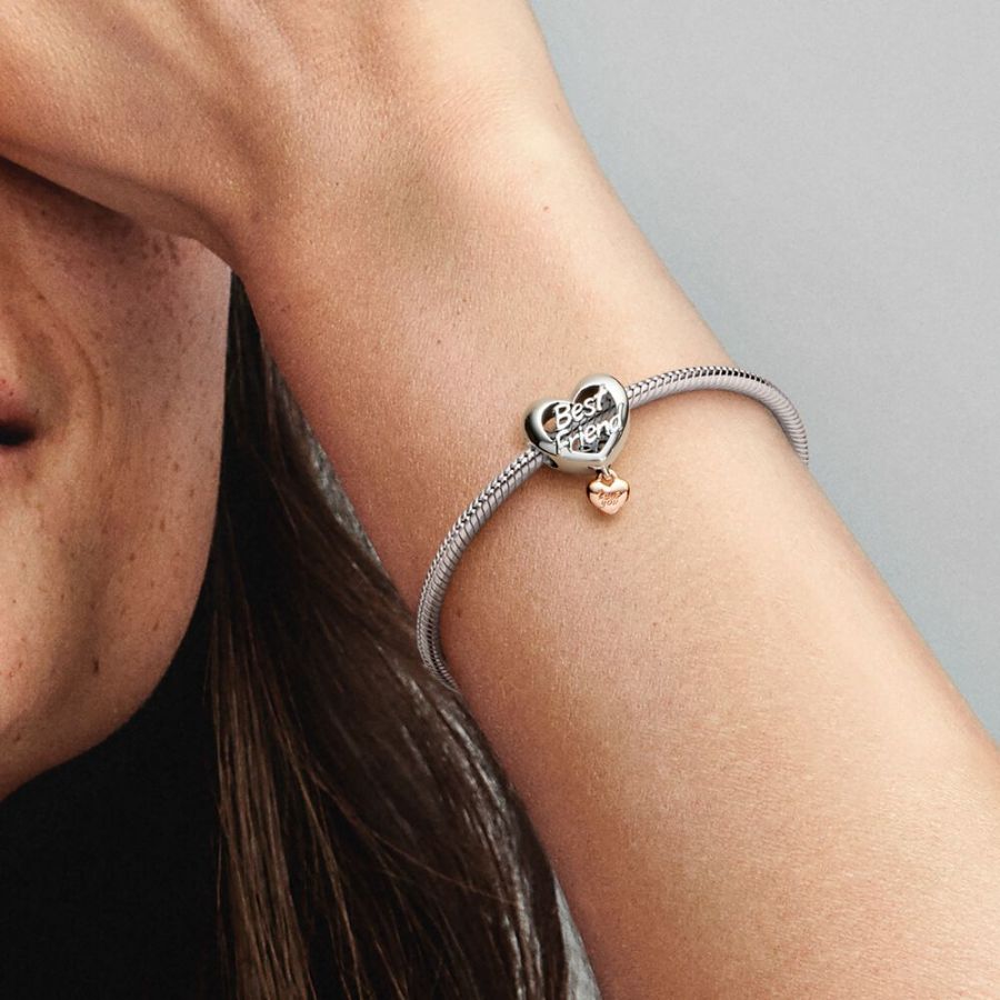 Charm Herz Love Best Friend Sterling-Silber 14k Rosé Vergoldet Zweitbild