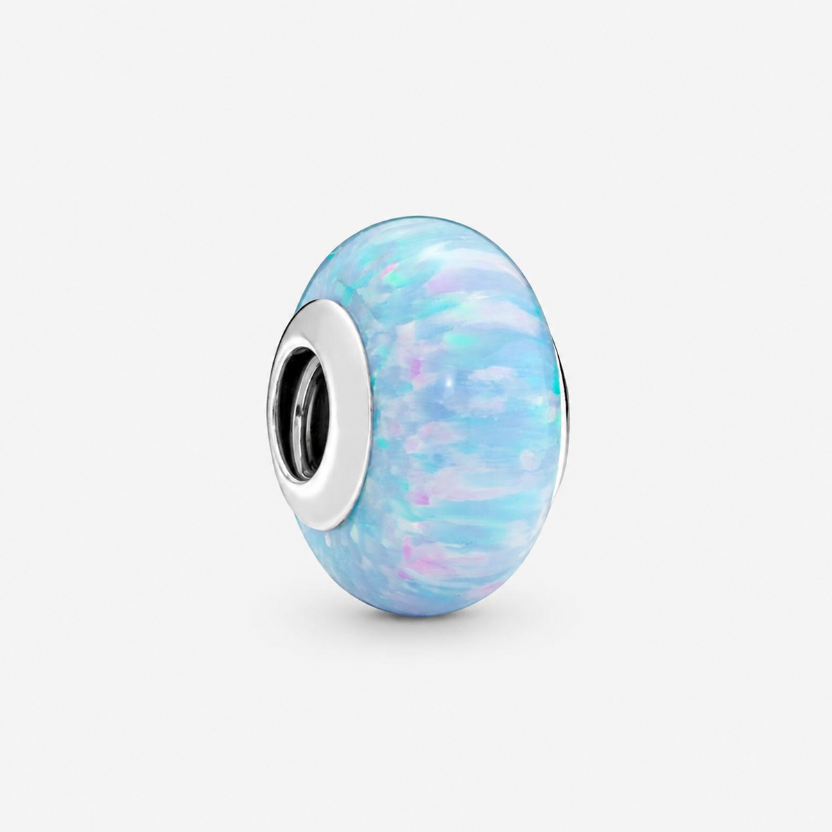 Charm Schillernder Ozeanblauer Synthetischer Opal Silber