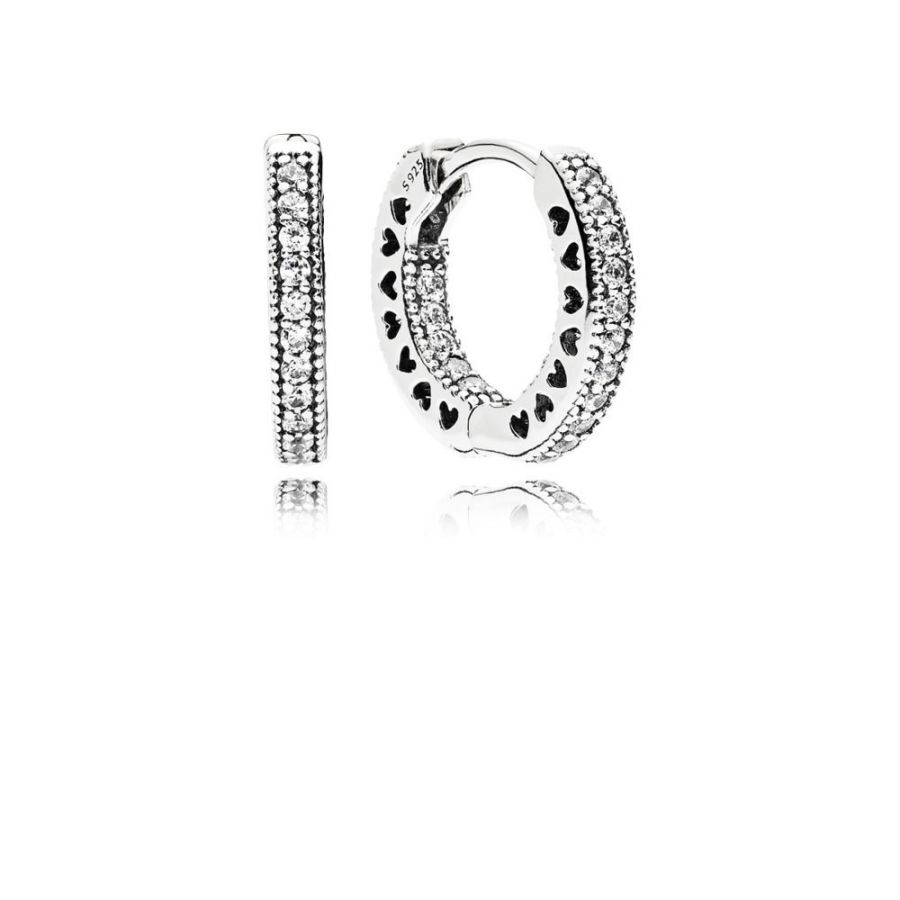 Creolen Ohrringe Pavé-Herz Creolen Sterling Silber