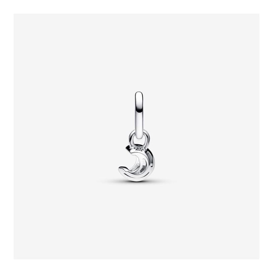 Mini-Charm-Anhänger Funkelnder Mond Silber