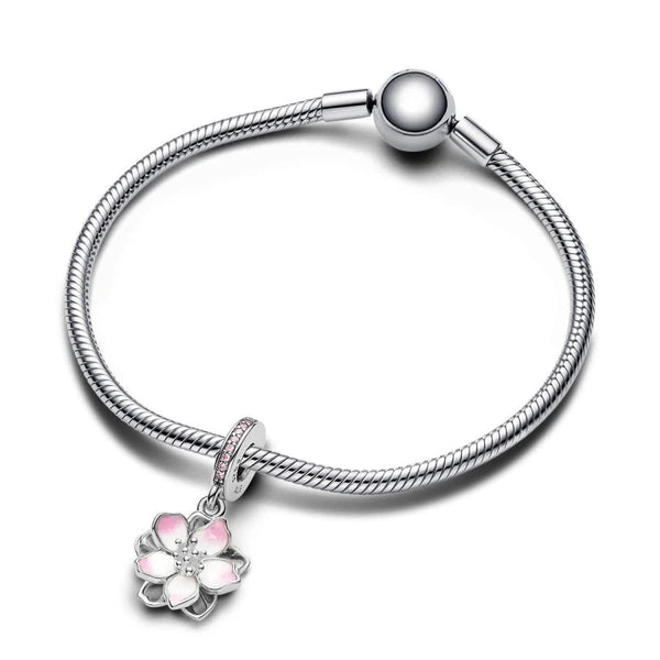 Charm-Anhänger Kirschblüten Zirkonia Silber