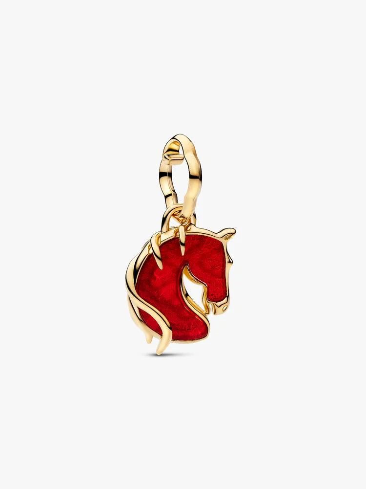 Rotes Feuerpferd Murano-Glas Charm-Anhänger 14 Karat Vergoldung Hauptbild