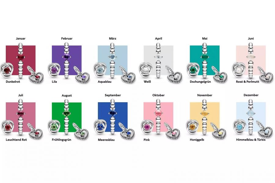 Charm Dezember Geburtsstein Türkis-Blauer Ewigkeitskreis Silber