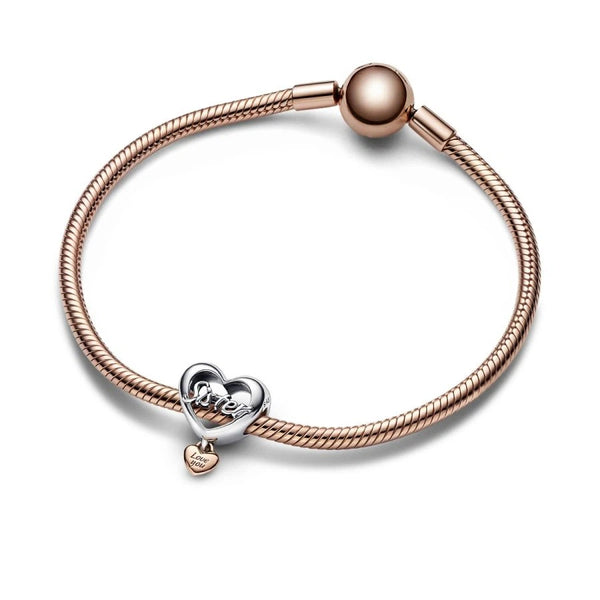 Charm Herz Love You Sister Sterling-Silber 14k Rosé Vergoldet