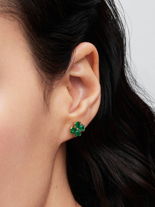 Grüne Glückskleeblatt Ohrstecker 14 Karat Vergoldung