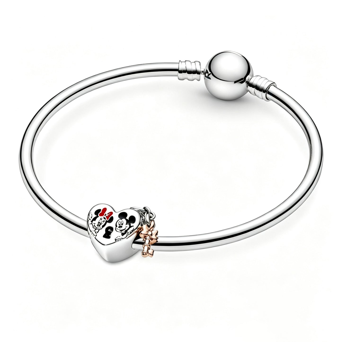 Charm Micky Maus & Minnie Maus Vorhängeschloss Silber