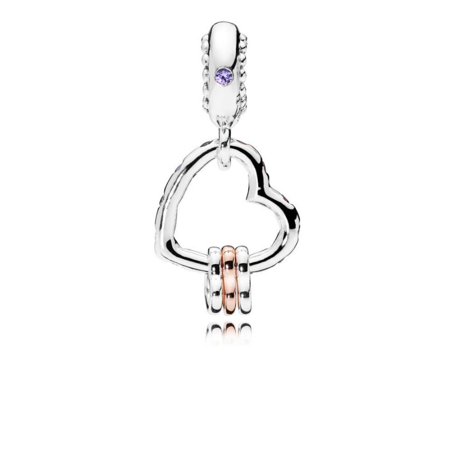 Rose  Charm-Anhänger Herzen auf Herz Zweitbild