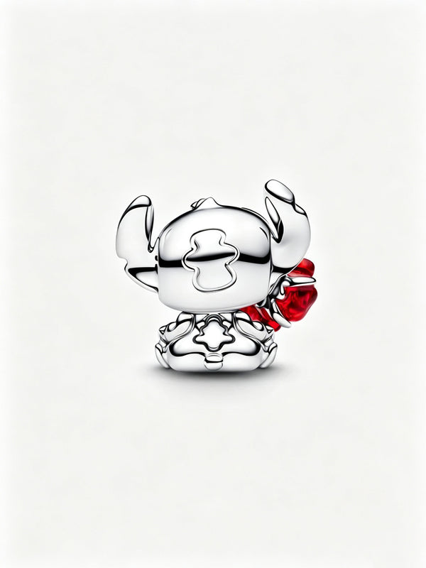 Stitch Rose Murano-Glas-Charm Sterling-Silber