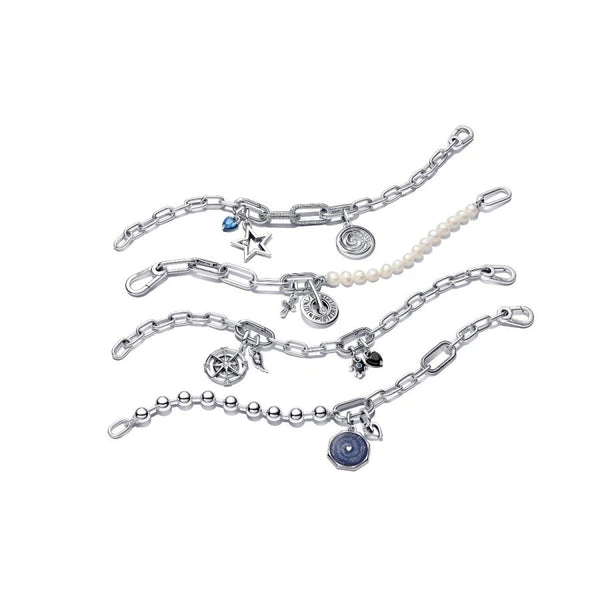 Gliederkettenarmband Metallperlen Sterling-Silber