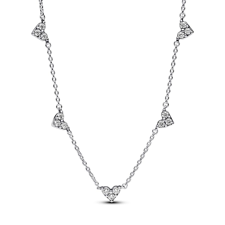 393160C01 Halskette Dreifachstein Herz Zirkonia Silber