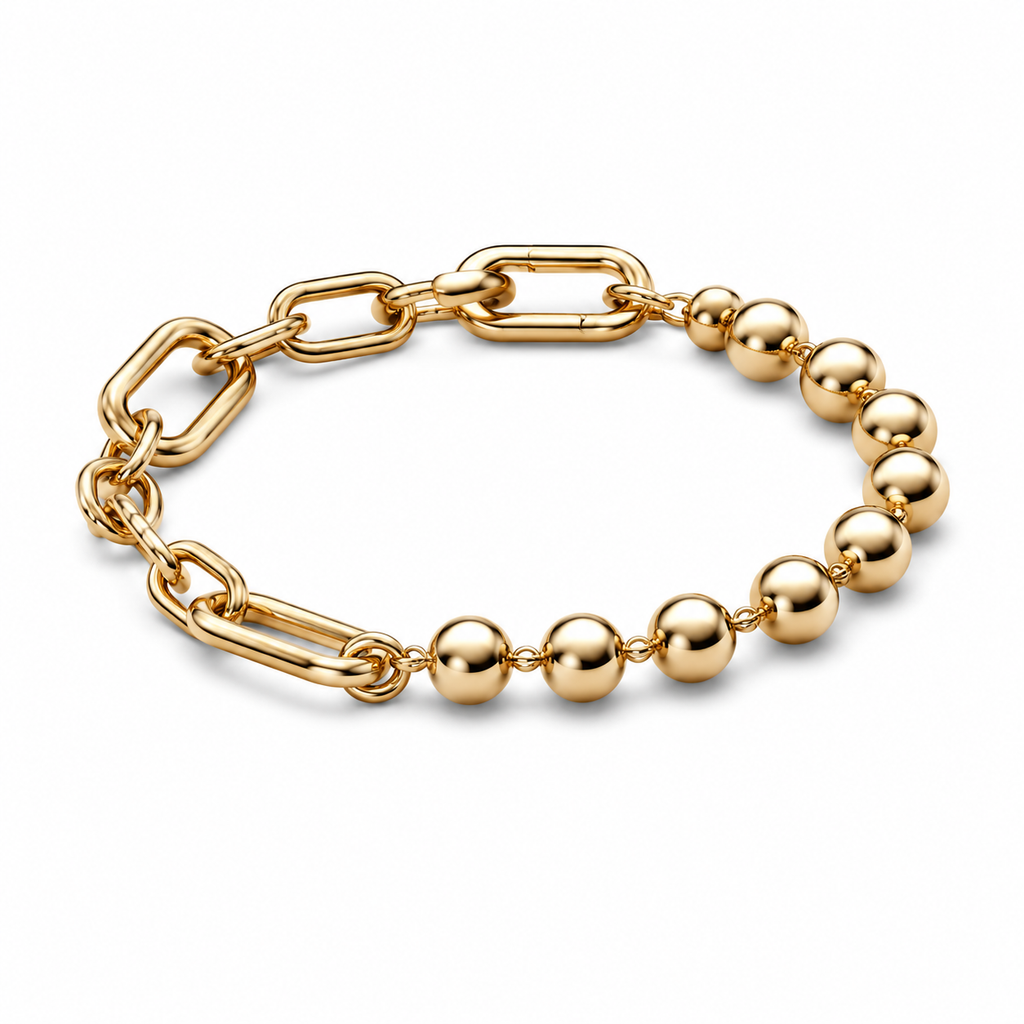 Gliederkettenarmband Metallperlen Vergoldet