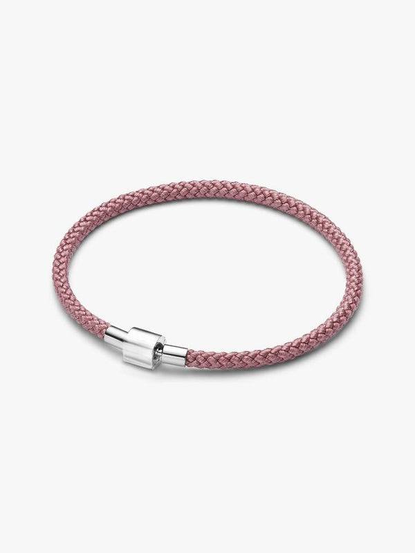 Schimmerndes Rosafarbenes Kordel-Armband Sterling-Silber