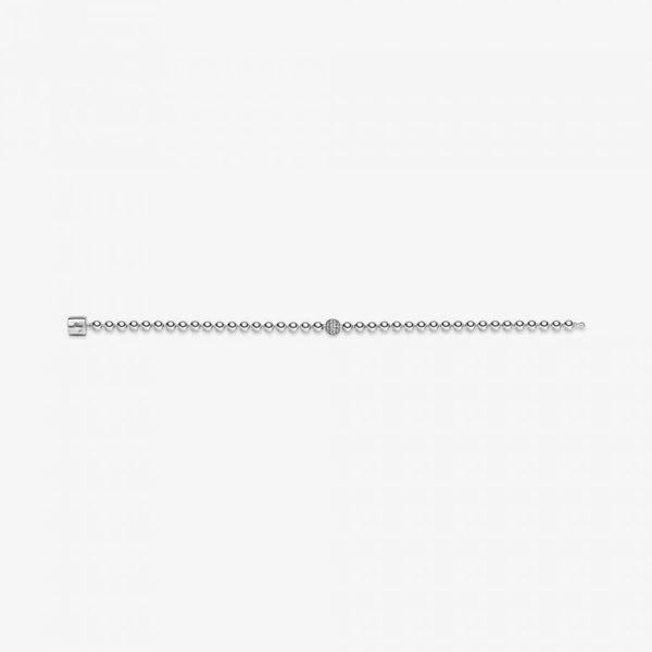 Armband Beads Pavé Weiss Sterling-Silber