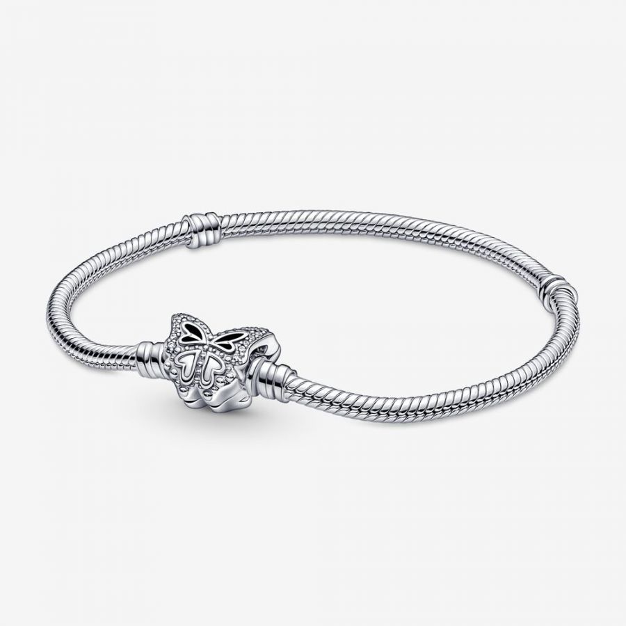 Gliederarmband mit Schmetterling-Verschluss Silber Hauptbild