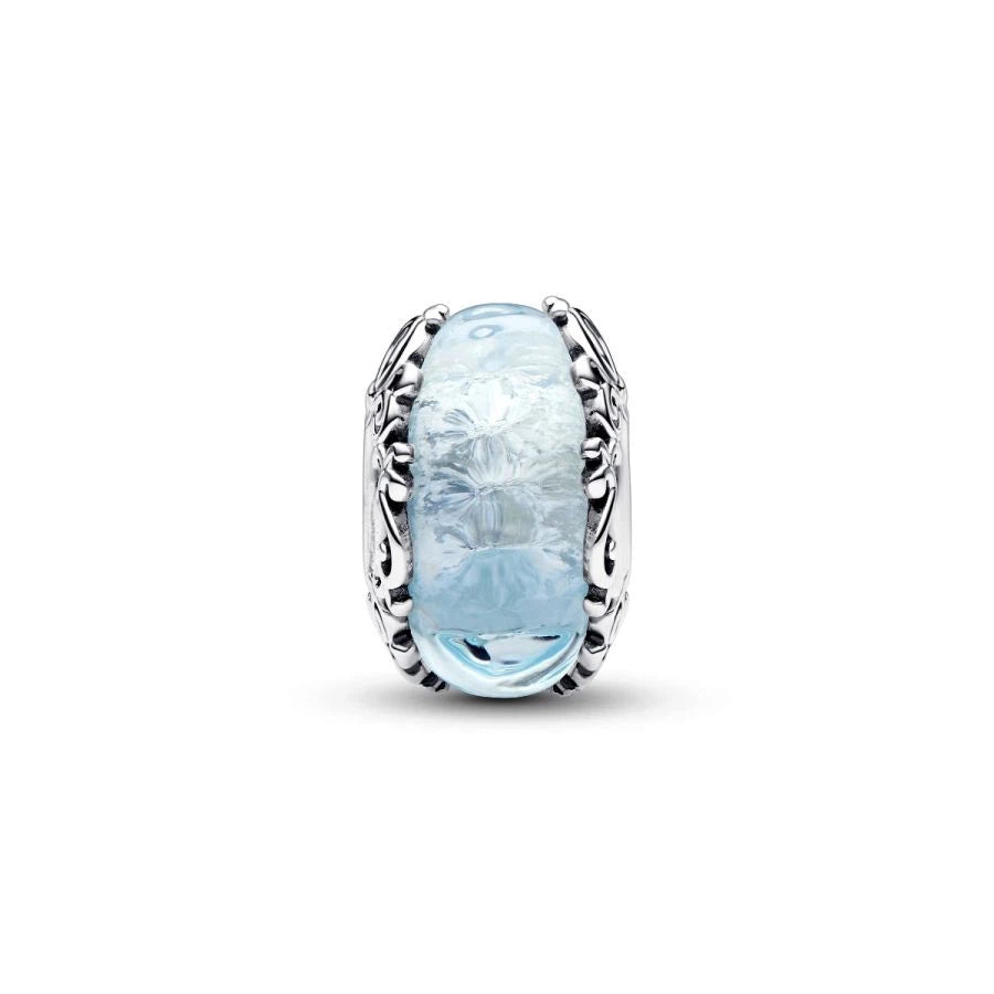 Charm Cinderella Murano-Glas Blau Silber