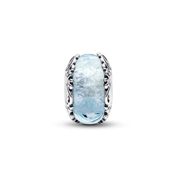 Charm Cinderella Murano-Glas Blau Silber