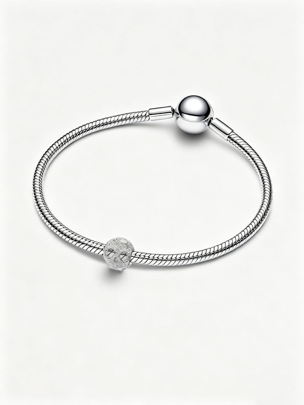 Strukturierter Totenkopf Mini-Charm Sterling-Silber