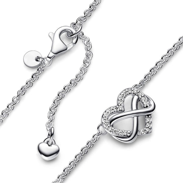 392666C01 Collier-Halskette Funkelnde Unendlichkeits-Herz Silber