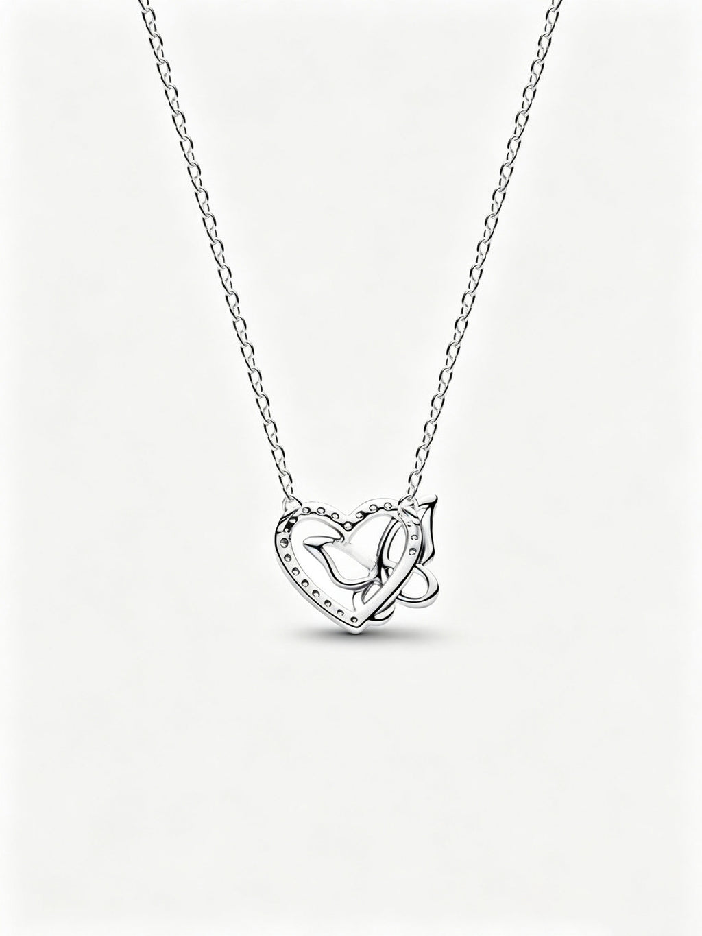 Verschlungenes Herz und Schmetterling Anhänger-Halskette Sterling-Silber