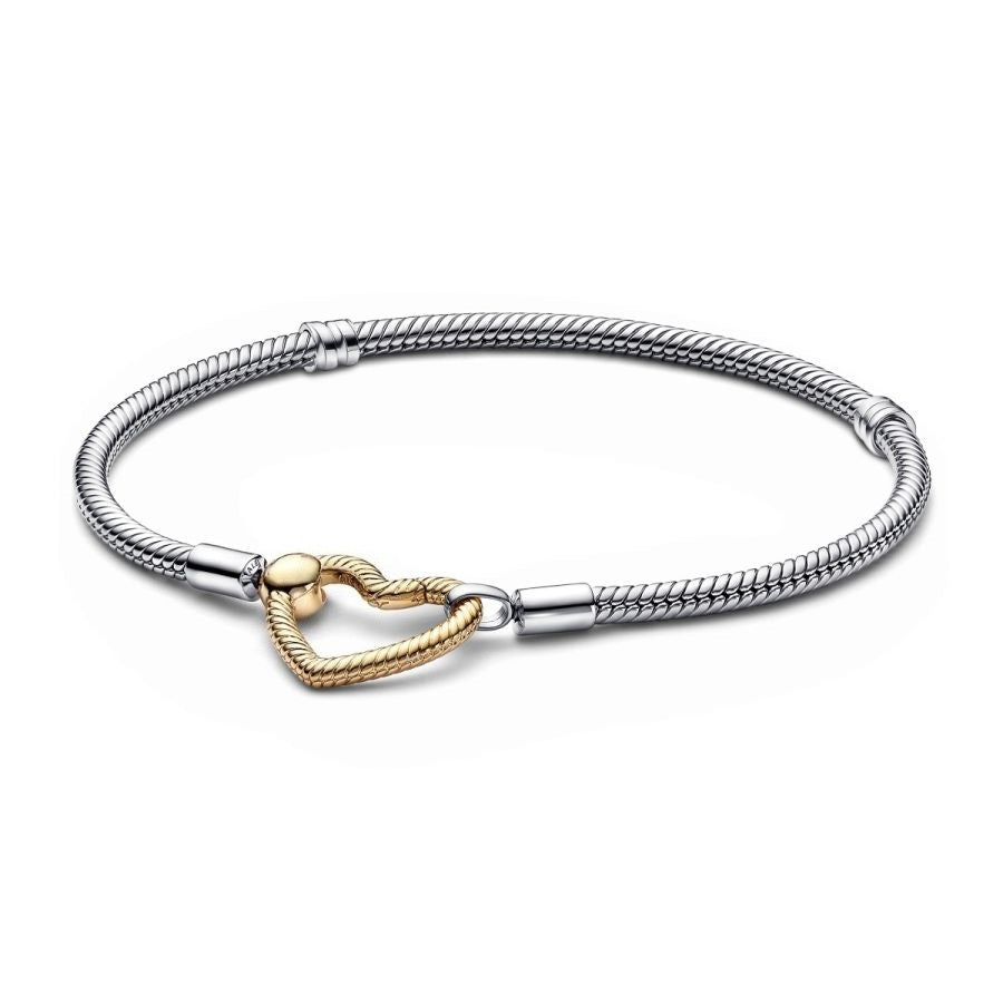 Schlangen-Gliederarmband Moments Herzverschluss Bicolor
