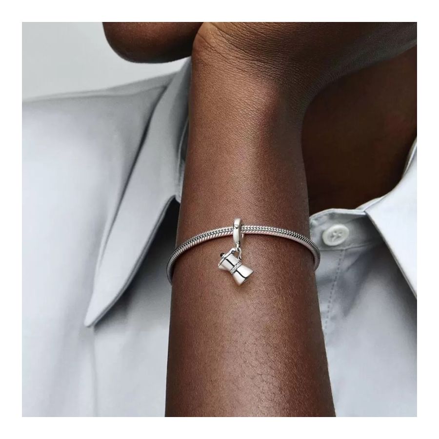 Charm-Anhänger Espressokanne Zirkonia Sterling-Silber