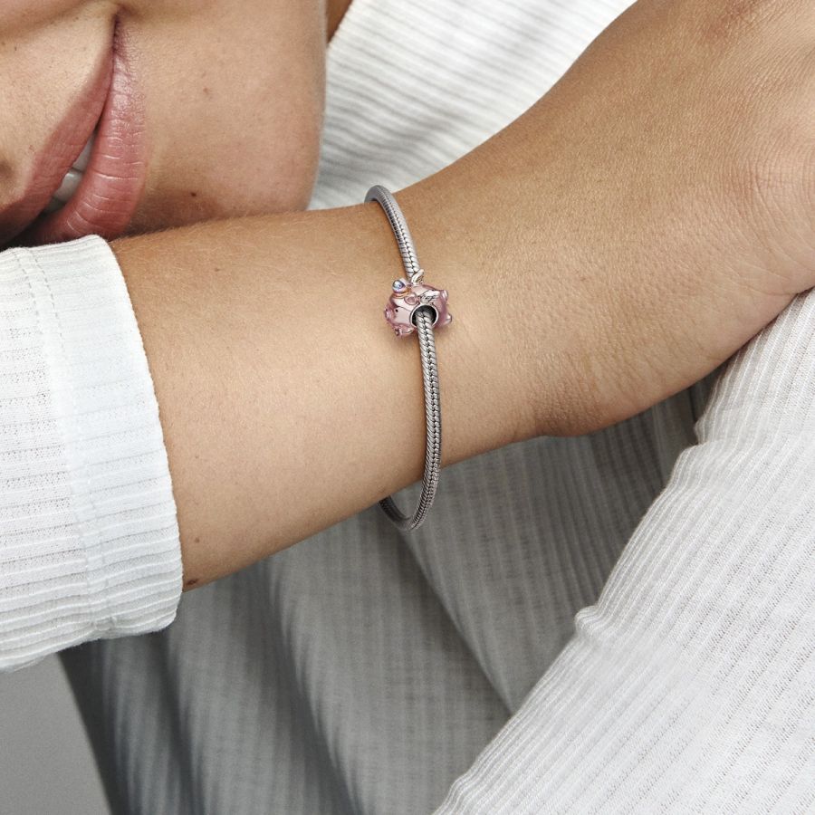 Charm Fliegendes Einhorn Schwein Rosa Sterling-Silber
