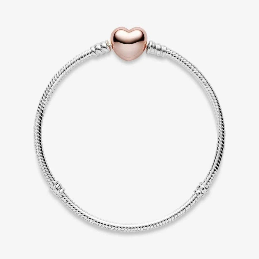 Rose  Schlangen-Gliederarmband mit Herz-Verschluss